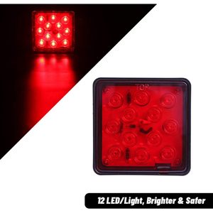 CZC AUTO <b>Red</b> Lens Trailer Hitch Cover 12 <b>LED</b> Brake <b>Light</b> 2 Inch Receiver Fit - Product Image 2