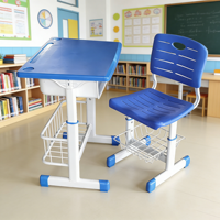 Ensemble de bureau et chaise d'étude double de haute qualité pour étudiants, bureau d'étude moderne avec structure en métal pour l'école primaire et le collège