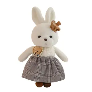可爱宠物熊兔子毛绒玩具公仔情侣兔子情侣熊娃娃带手礼品批发