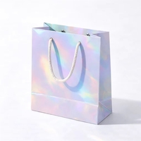 Sac de shopping en papier d'art de luxe personnalisable avec poignée en ruban, sacs recyclables à impression numérique pour vêtements, chaussures, chaussettes