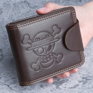 Newest Wholesale Front Pocket Trendy Skull Cartoon Bank <b>Card</b> Cash Black PU Bifold <b>Wallet</b> with logo - Product Image 3