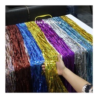 MTF Vente en gros 2*1 mètres Guirlande de ballons laser dorés à LED pour décoration de fête, rideau d'anniversaire