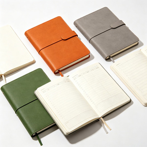 Notebook Printing PU Leather Cover A6 Journal with Blank Pages Custom Logo Ribbon <b>Bookmark</b> for Students - Product Image 1