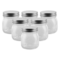 Botol Kaca Mason Mulut Lebar dengan Tutup Logam Timah Perak Emas 4oz 6oz 8oz 12oz 16oz untuk Penyimpanan Makanan dan Pengalengan