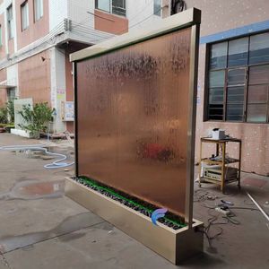 Venta directa de fábrica de fuentes de agua de vidrio templado transparente con paredes de cascada de acero inoxidable - Product Image 5