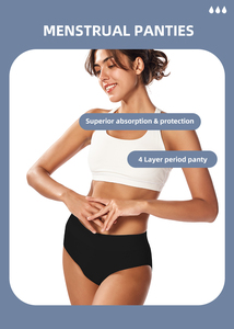 Culottes menstruelles 4 couches pour femmes, protection post-partum, sous-vêtements pour incontinence, culottes taille moyenne pour les règles - Product Image 2