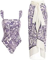 Femmes Maillot de bain 1 pièce + 1 pièce Cover up Maillot de bain deux pièces imprimé vintage Monokini Bikini Maillots de bain 2 pièces