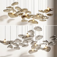 Lustre LED circulaire suspendu en fer et verre pour salon minimaliste, restaurant, couloir, ambiance artistique et design transfrontalier