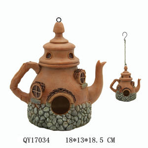 <span class=keywords><strong>Cage</strong></span> à oiseaux vintage en résine, art populaire, peinte à la main, modèle de décoration de jardin d'extérieur, accessoires de fée, nichoir suspendu - Product Image 4