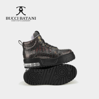 BUCCI BATANI Chaussures décontractées pour hommes en tissu gris nuage, tige en tissu Scabal, semelle extérieure en caoutchouc XL SC101-E013