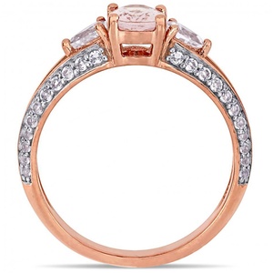 14K Rose <b>Gold</b> Oval Cut <b>Vintage</b> Pink Morganite Top Selling High Quality White Topaz Diamond Wedding <b>Ring</b> Engagement <b>Rings</b> - Product Image 2