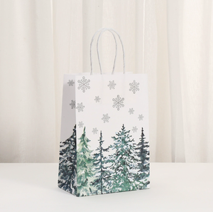 Wholesale winter forest Christmas gift packaging bag holiday gift bag handbag <b>pinecone</b> reindeer wreath kraft paper bag - Product Image 3