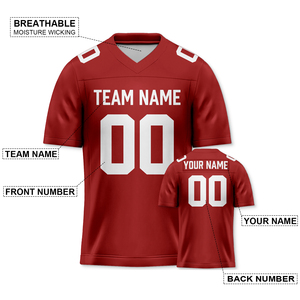 Hot Sale Kunden spezifische Polyester American Football Trikots für Männer Jugend V-Ausschnitt Kurz Personal isierte Team Name Nummer Sublimation - Product Image 2