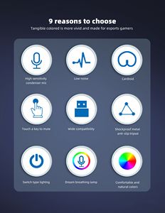 ไมโครโฟนสำหรับเล่นเกมไร้สายไมโครโฟนการตัดเสียงรบกวนแสง RGB แบบ X1R - Product Image 5