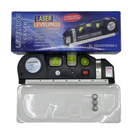 Niveau laser multifonctionnel haute précision Pro 3 noir, ligne croisée et droite, plastique, 650-680nm, angle d'émission 45°