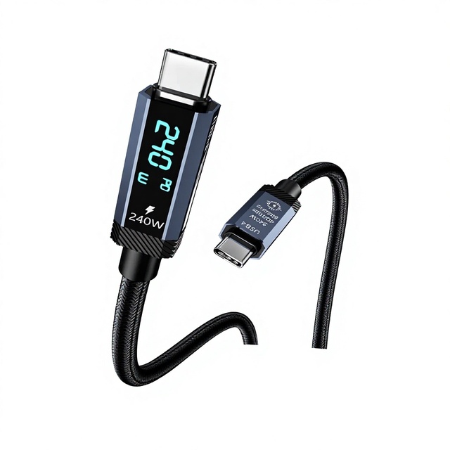 Fast Shipping 240W Type-C Cable Digital Display Power Meter Charging Wire Braided USB C Cable for iPhone for iPad for MacBook