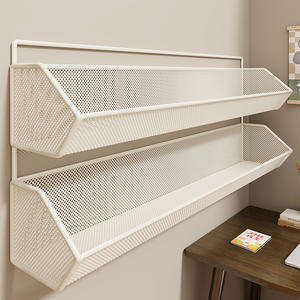 Étagère murale minimaliste à double niveau en métal pour chambre et bureau – Organisateur rectangulaire pour un rangement soigné - Product Image 2