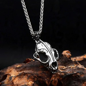 Collar yunnique con colgante de cráneo de dinosaurio para hombre, de acero inoxidable, estilo gótico punk retro, cadena de 60 cm, diseño de esqueleto - Product Image 4