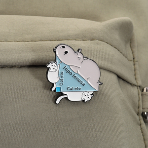 Broches de Esmalte con Diseño de Animales Españoles, Pin de Solapa con Dibujos Animados de Hipopótamo, Tenusa y Gato, Joyería al por Mayor - Product Image 3