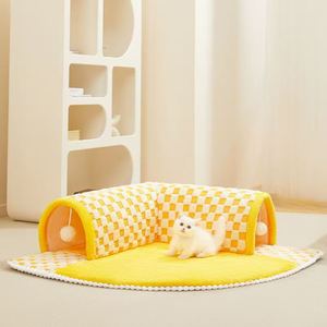 Túnel para gatos de 20cm de diámetro con alfombrilla de felpa a cuadros, adecuado para todas las estaciones, casa de madriguera para gatos - Product Image 3