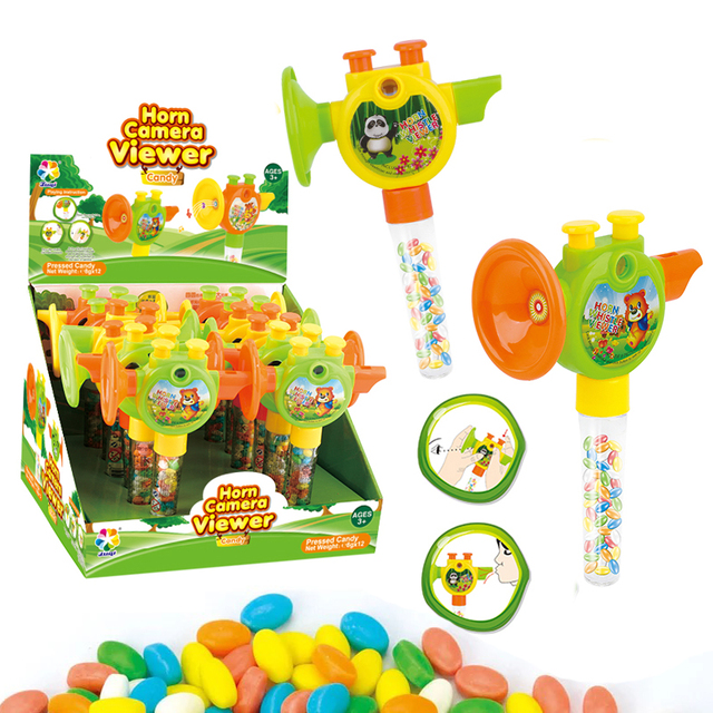 Kosher Halal Cartoon Animal Horn Camera Viewer Candy Toys Whistle Confectionery Sweets Novelty Toys