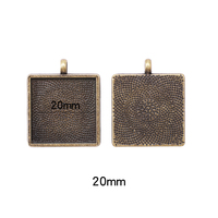 Zhubi 20MM 25MM Quadratisches Glas Cabochon Tablett Lünette Blank Versilberte quadratische Zink legierung Anhänger Basen für DIY Schmuck herstellung