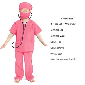 Disfraz <span class=keywords><strong>de</strong></span> Médico Auténtico para Niños y Adultos, para el Día <span class=keywords><strong>de</strong></span> las Profesiones, Juego Escolar, Blusa Quirúrgica con Cuello en V, Pantalones, Gorro Quirúrgico, Máscara, Conjunto <span class=keywords><strong>de</strong></span> 4 Piezas, Ropa para Fiestas - Product Image 5