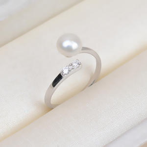 Korean Version S925 Silver Open-Mouth <b>Ring</b> Simple Living Fashionable Empty Crystal DIY <b>Pearl</b> Accessories - Product Image 4