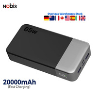 NOBIS Chargeur portable de voyage haute capacité 20000mAh avec charge rapide PD 65W, Powerbank multi-sorties pour ordinateur portable et téléphone