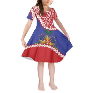 点缀海地女童婴儿服装印花连衣裙厂家供应定制波利尼西亚儿童短袖连衣裙4-14岁 - Product Image 4