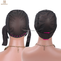 Casquette de perruque pour les cheveux noirs, bandeau en dentelle avec poignée en crochet, Plus filet de fixation
