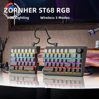 Clavier mécanique Zornher ST68 Black+Polar Day Split Type, sans fil, rétroéclairage RGB, hot-swap, tri-mode, USB Type-C, clavier de jeu