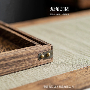 Plateau de service en bois avec motif en treillis pour les collations, les plateaux de thé, usage résidentiel - Product Image 2