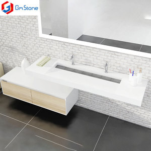 GM2073 wall hung wash basin with vanity cabinet single sink solid surface artificial stone bathroom sinks hand wash basin