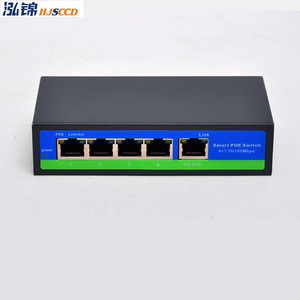 Commutateur POE intelligent HJSCCD 4+1 10/100 Mbps, concentrateur réseau Ethernet pour la surveillance par caméra IP - Product Image 1