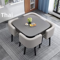 Ensemble de table à manger moderne en pierre, gain de place, 4 chaises |   Table de cuisine pour appartement Hideaway |   Ensemble de comptoirs de réception pour hôtel