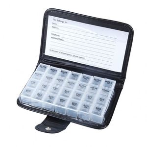 Boîte mensuelle en cuir PU, 28 compartiments, étui de rangement de voyage en plastique, pratique et portable pour pilules - Product Image 2