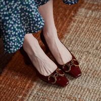 Chaussures pour femmes Cialisa en cuir de vachette verni noir, bout carré, talons hauts à plateforme, escarpins à enfiler, cuir véritable, chaussures habillées d'automne