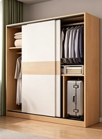 Armoire coulissante en mélamine, style moderne minimaliste, tiroirs multicouches, poignées métalliques, meuble de rangement pour chambre à coucher, pour la maison