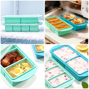 Bandeja de Hielo Grande para Congelador, Fácil de Desmoldar, Bandejas de Hielo de Silicona con Tapas Antiderrames, Reutilizables, Libres de BPA, Capacidad de 1 Litro - Product Image 4