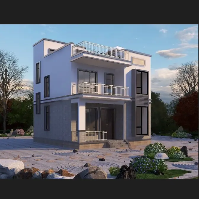 Friend Price For Steel Structure Villa And Prefab House With Private Garage By Customized Size Sold For Villa Group