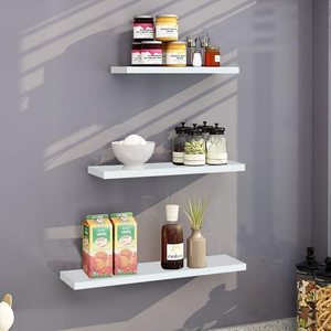<strong>Floating</strong> <strong>Shelves</strong> White Wall Mounted,Wood Wall <strong>Shelves</strong> For Wall Display Set Of 3 <strong>Floating</strong> <strong>Shelves</strong> With Brackets,White - Product Image 3