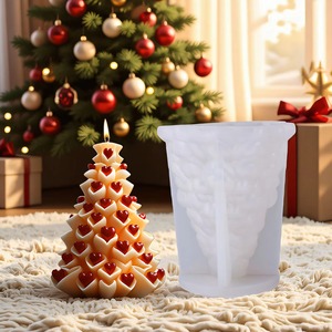 3D Heart Christmas Tree Silicone <b>Candle</b> <b>Mold</b> DIY Resin Soap Wax Casting Mould For Holiday Handmade Craft - Product Image 1
