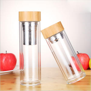 زجاجة مياه من زجاج البوروسيليكات, زجاجة مياه من زجاج البوروسيليكات ، زجاجة مياه مزدوجة الجدار مع مصفاة شاي - Product Image 2