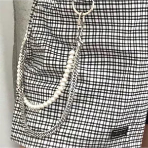 Chaîne de pantalon unisexe Yueli en fausses perles argentées, chaîne de corps tendance transfrontalière, design géométrique pour usage quotidien - Product Image 4
