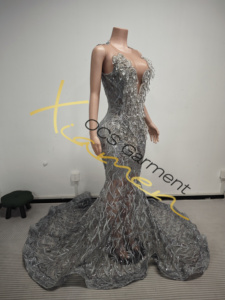 Ocstrade Listo para Enviar - Contacta Antes de Ordenar Vestido de Noche Brillante <span class=keywords><strong>con</strong></span> Pedrería Plateada, Vestido de Gala, Vestido Largo de Fiesta 2026 de Lujo - Product Image 5