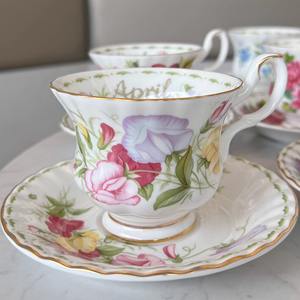 Para Royal <span class=keywords><strong>Albert</strong></span> Diseño moderno Mes floral Taza de café y platillo Juego de porcelana de hueso de cerámica para regalo de té de la tarde - Product Image 4
