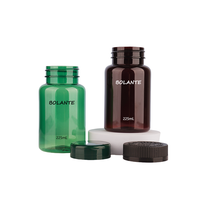 Flacon de pilules en plastique PET résistant à la lumière, 225cc, personnalisé avec impression sérigraphique, estampage à chaud doré et impression UV, pour contenants de capsules nutraceutiques