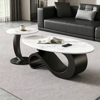 Nouvelle table basse ovale moderne en pierre frittée avec tiroirs, ensemble de tables d'appoint de luxe pour petits appartements et salons