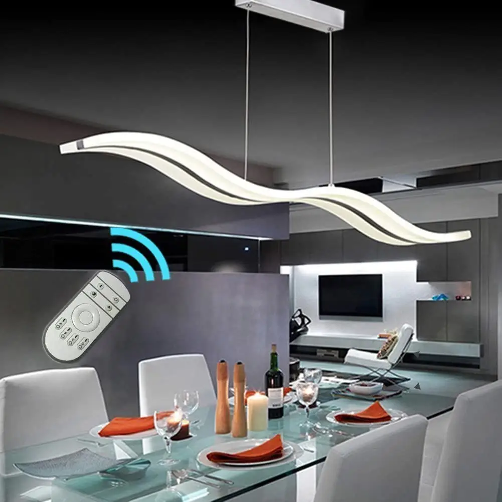 Современная светодиодная люстра с регулируемой яркостью, лампа для гостиной, столовой, кухни (с регулируемой яркостью и дистанционным управлением)